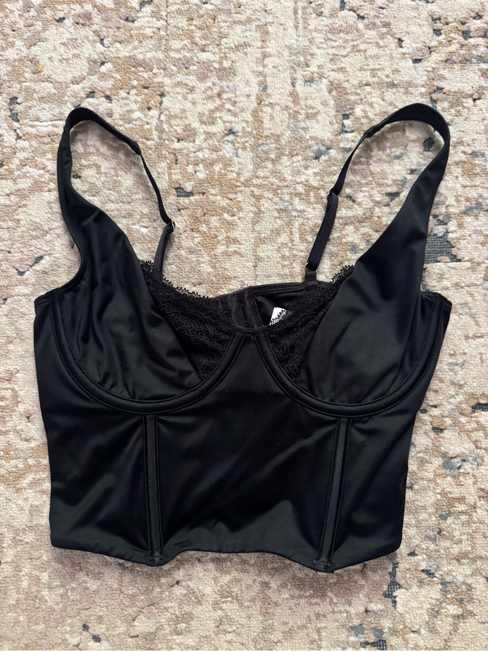 Abercrombie and Fitch Black Lace-Trim Longline Bralette